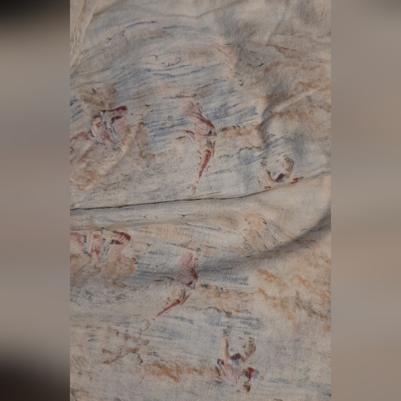 Vintage Flannel Fabric Sheet Cowboy Western Camping Fishing Crafting Quilting - Picture 8 of 8